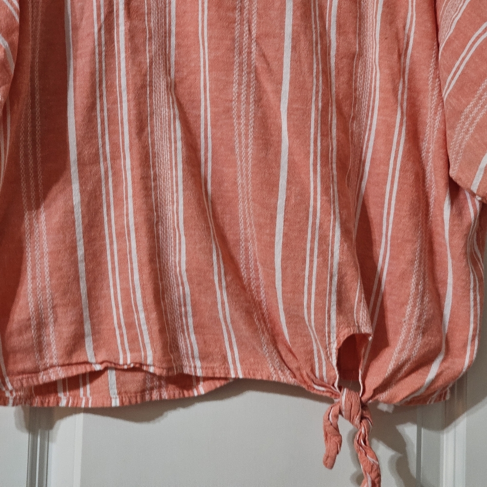 Time and Tru Coral Striped Blouse - Picture 5 of 6